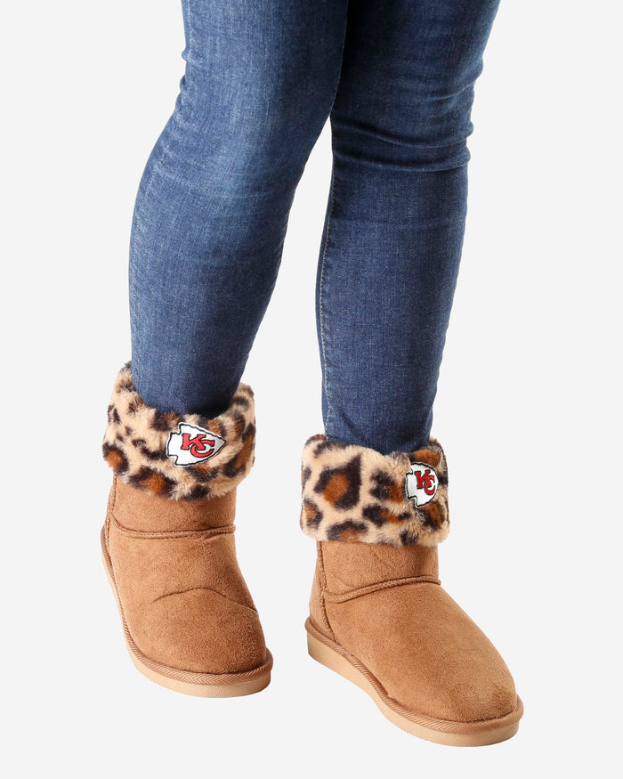 Kansas City Chiefs Womens Cheetah Fur Boot FOCO - FOCO.com