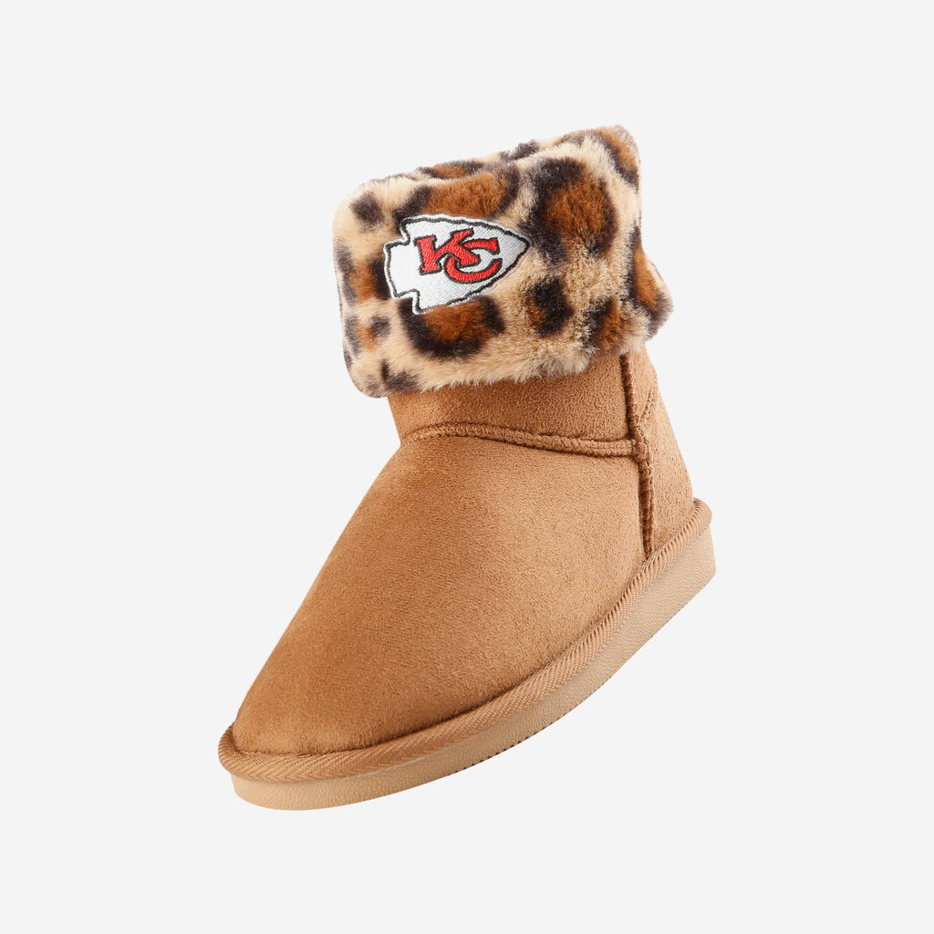 Kansas City Chiefs Womens Cheetah Fur Boot FOCO - FOCO.com