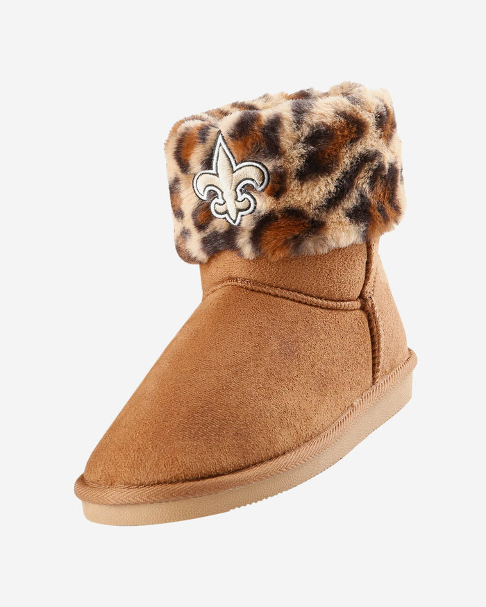 New Orleans Saints Womens Cheetah Fur Boot FOCO - FOCO.com