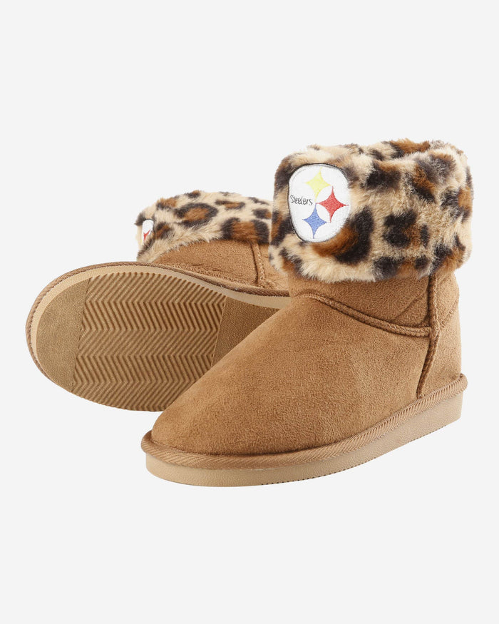 Pittsburgh Steelers Womens Cheetah Fur Boot FOCO - FOCO.com