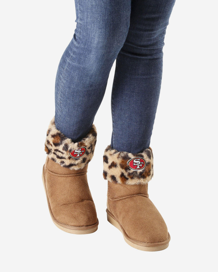 San Francisco 49ers Womens Cheetah Fur Boot FOCO - FOCO.com