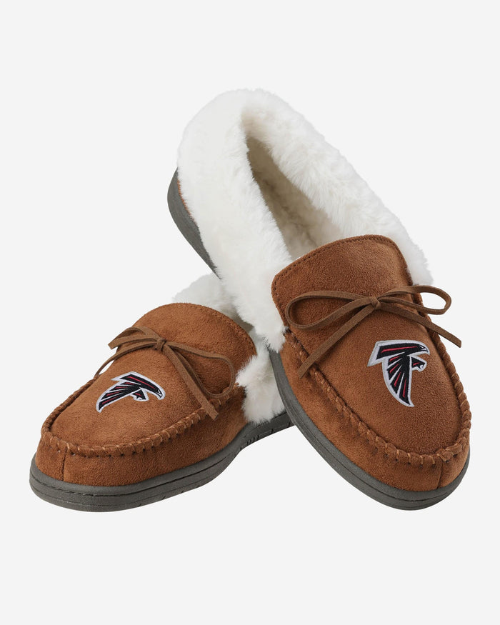 Atlanta Falcons Womens Tan Moccasin Slipper FOCO - FOCO.com