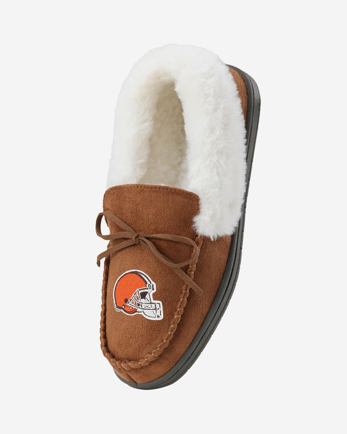 Cleveland Browns Womens Tan Moccasin Slipper FOCO - FOCO.com