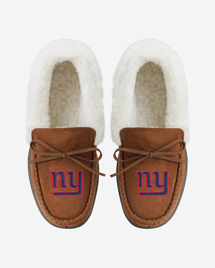 New York Giants Womens Tan Moccasin Slipper FOCO - FOCO.com