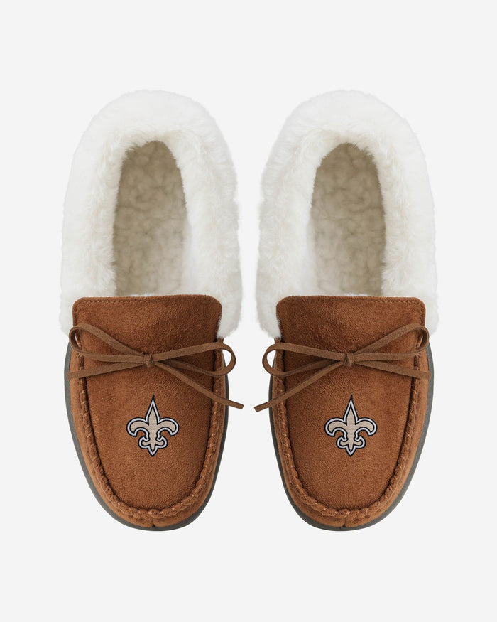 New Orleans Saints Womens Tan Moccasin Slipper FOCO - FOCO.com