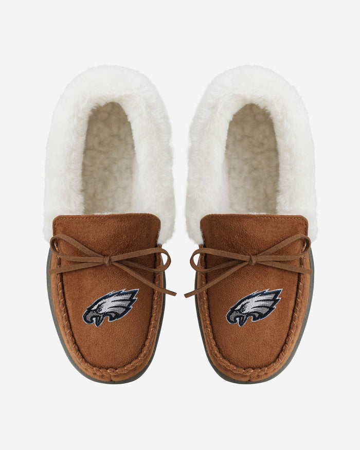 Philadelphia Eagles Womens Tan Moccasin Slipper FOCO - FOCO.com