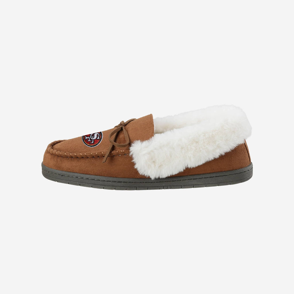 San Francisco 49ers Womens Tan Moccasin Slipper FOCO S - FOCO.com