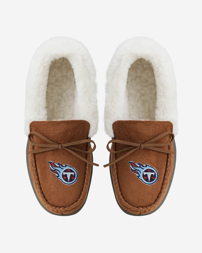 Tennessee Titans Womens Tan Moccasin Slipper FOCO - FOCO.com