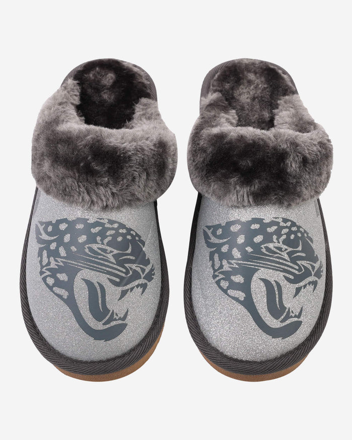 Jacksonville Jaguars Womens Glitter Open Back Fur Moccasin Slipper FOCO - FOCO.com