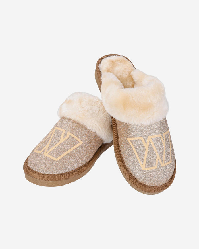 Washington Commanders Womens Glitter Open Back Fur Moccasin Slipper FOCO - FOCO.com