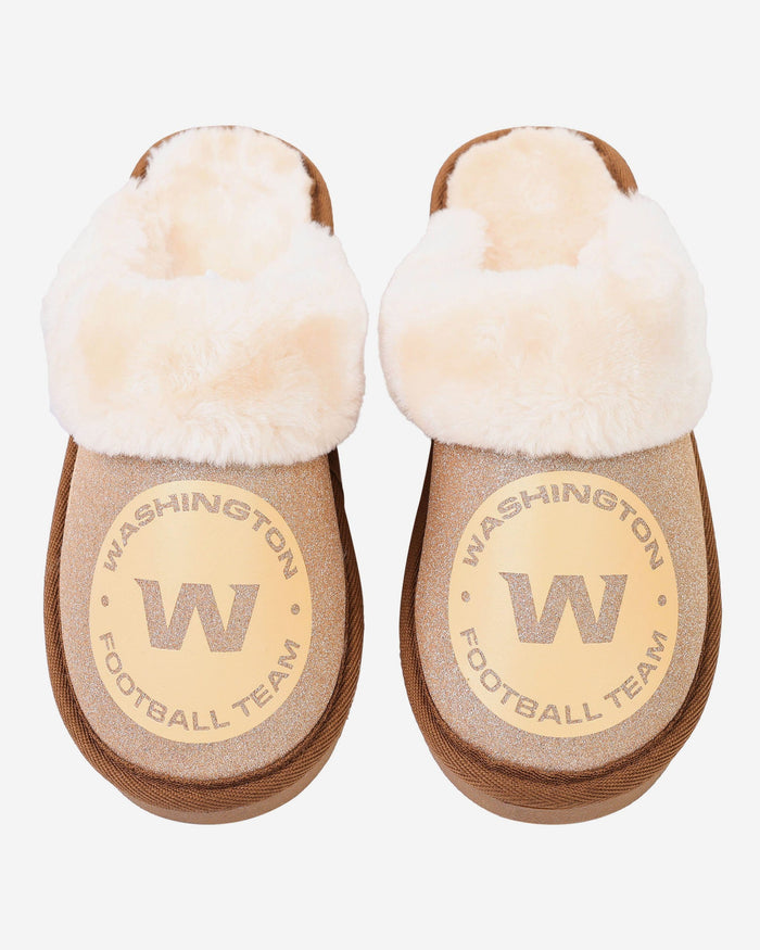 Washington Commanders Original Womens Glitter Open Back Fur Moccasin Slipper FOCO - FOCO.com