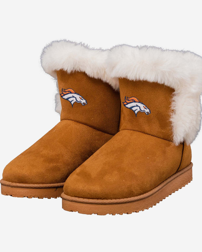 Denver Broncos Womens White Fur Boot FOCO - FOCO.com