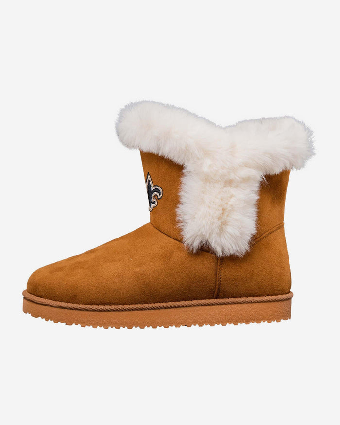 New Orleans Saints Womens White Fur Boot FOCO 6 - FOCO.com