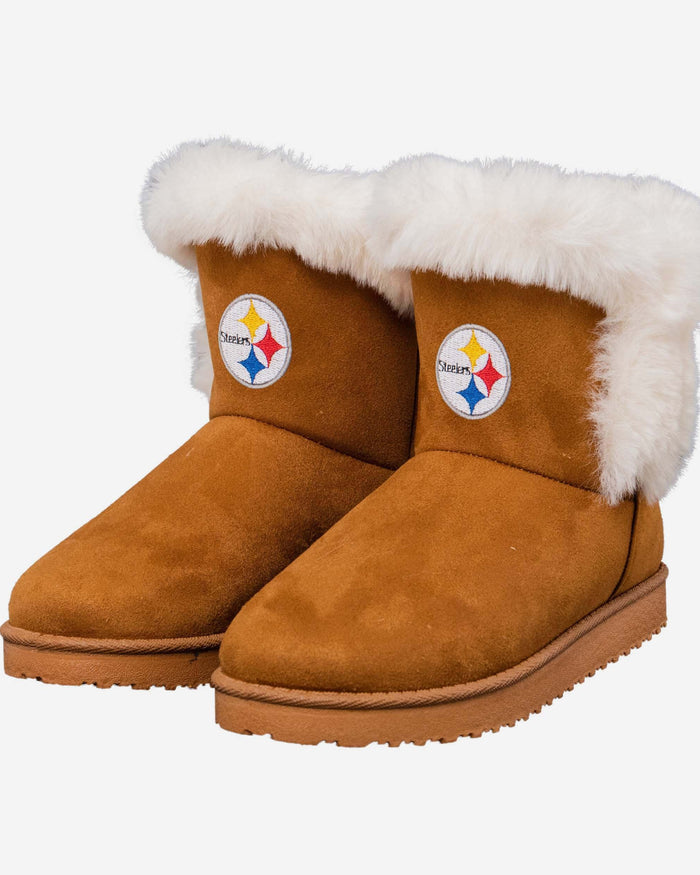 Pittsburgh Steelers Womens White Fur Boot FOCO - FOCO.com