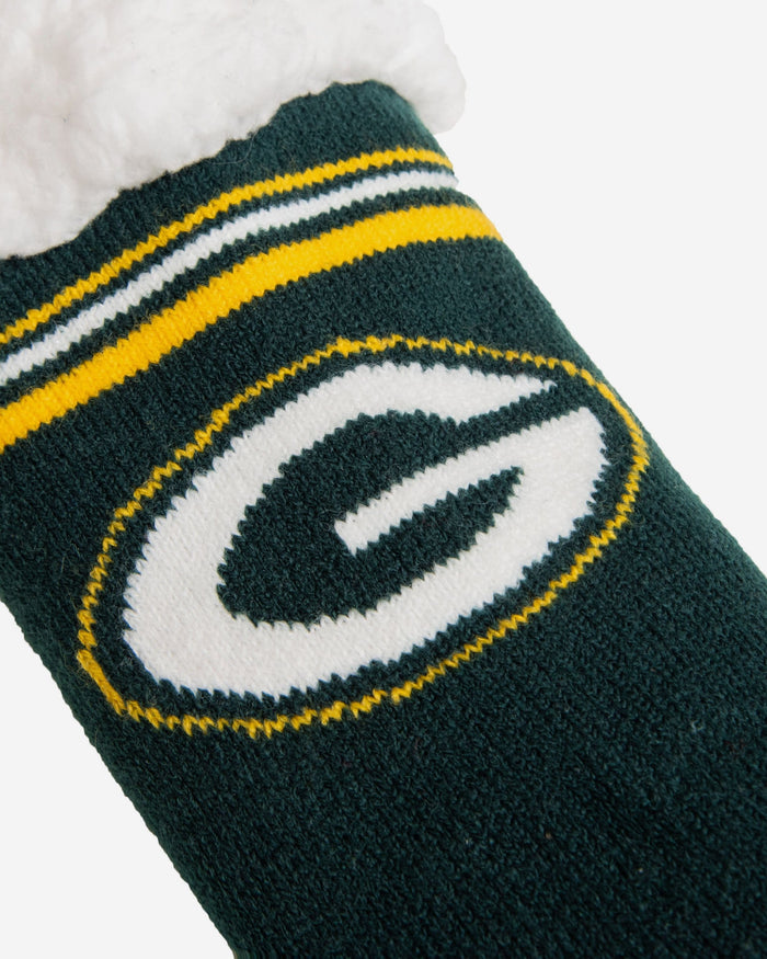Green Bay Packers Womens Stripe Logo Tall Footy Slipper Socks FOCO - FOCO.com
