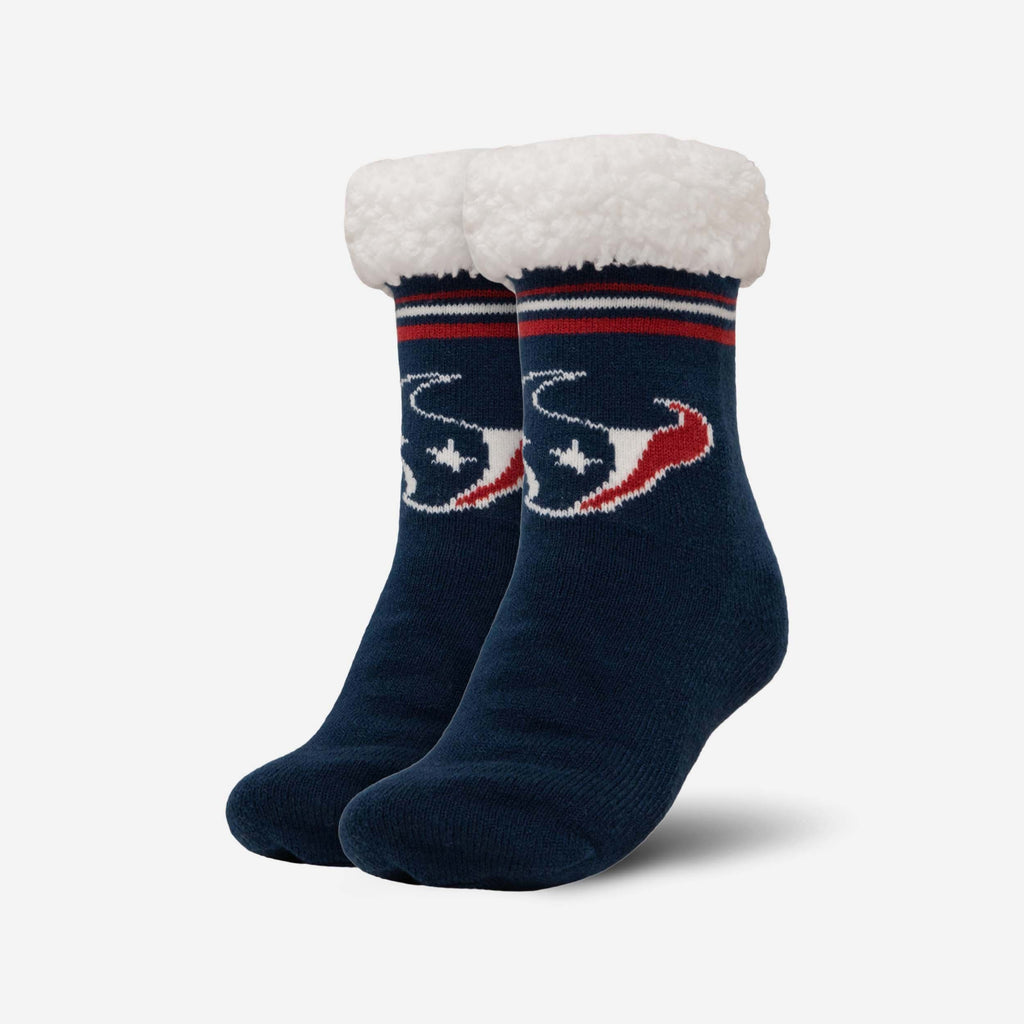 Houston Texans Womens Stripe Logo Tall Footy Slipper Socks FOCO - FOCO.com