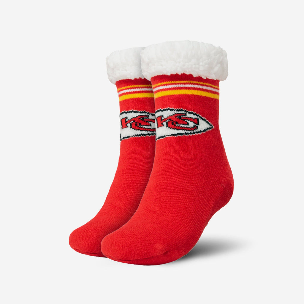 Kansas City Chiefs Womens Stripe Logo Tall Footy Slipper Socks FOCO - FOCO.com