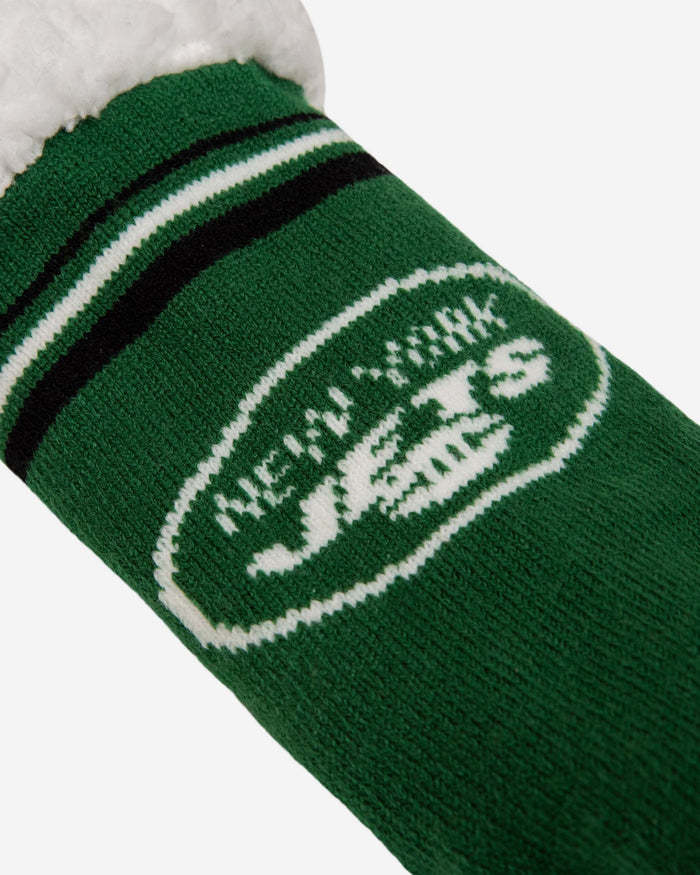 New York Jets Womens Stripe Logo Tall Footy Slipper Socks FOCO - FOCO.com