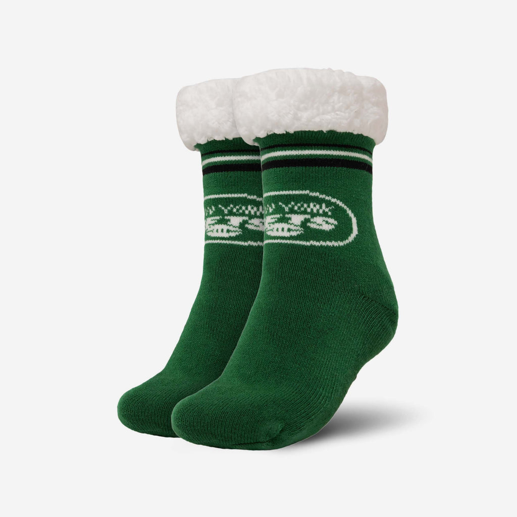 New York Jets Womens Stripe Logo Tall Footy Slipper Socks FOCO - FOCO.com