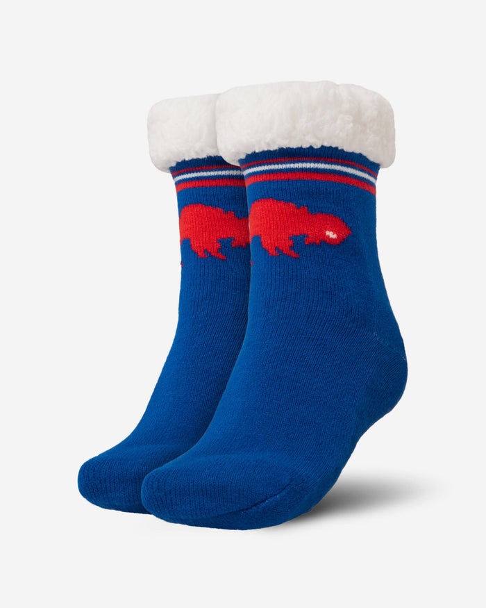 Buffalo Bills Womens Retro Stripe Logo Tall Footy Slipper Socks FOCO - FOCO.com