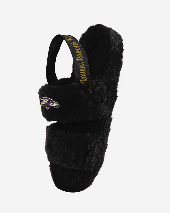 Baltimore Ravens Womens Heel Strap Wordmark Fur Slide FOCO - FOCO.com