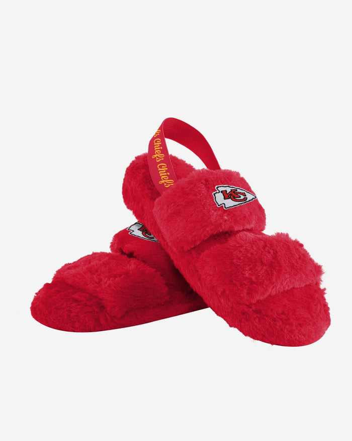 Kansas City Chiefs Womens Heel Strap Wordmark Fur Slide FOCO - FOCO.com