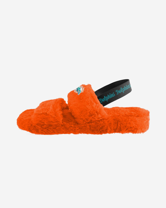 Miami Dolphins Womens Heel Strap Wordmark Fur Slide FOCO - FOCO.com