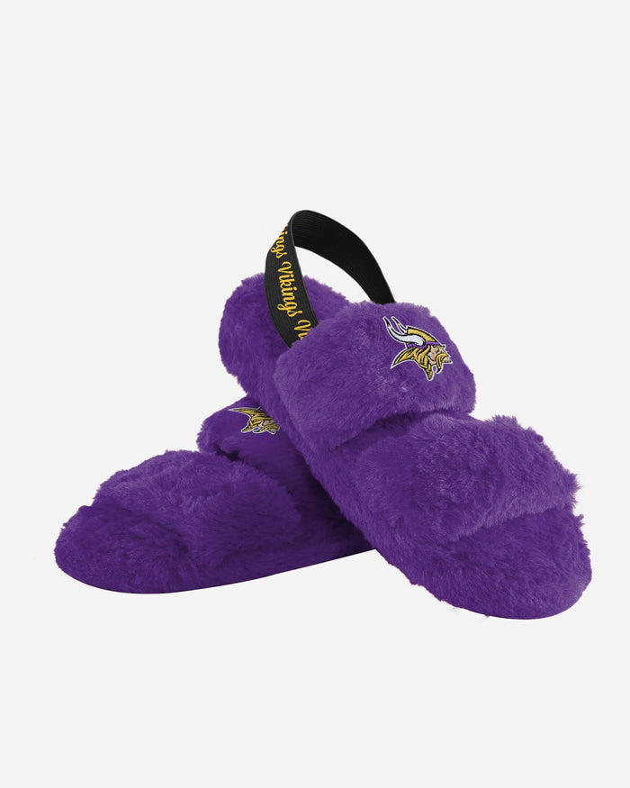 Minnesota Vikings Womens Heel Strap Wordmark Fur Slide FOCO - FOCO.com