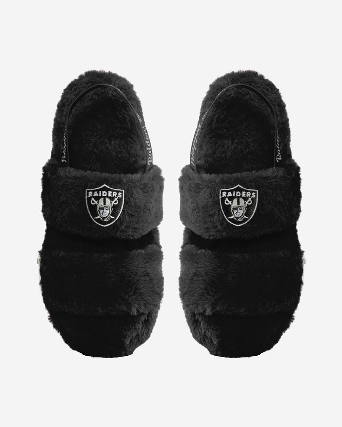 Las Vegas Raiders Womens Heel Strap Wordmark Fur Slide FOCO S - FOCO.com