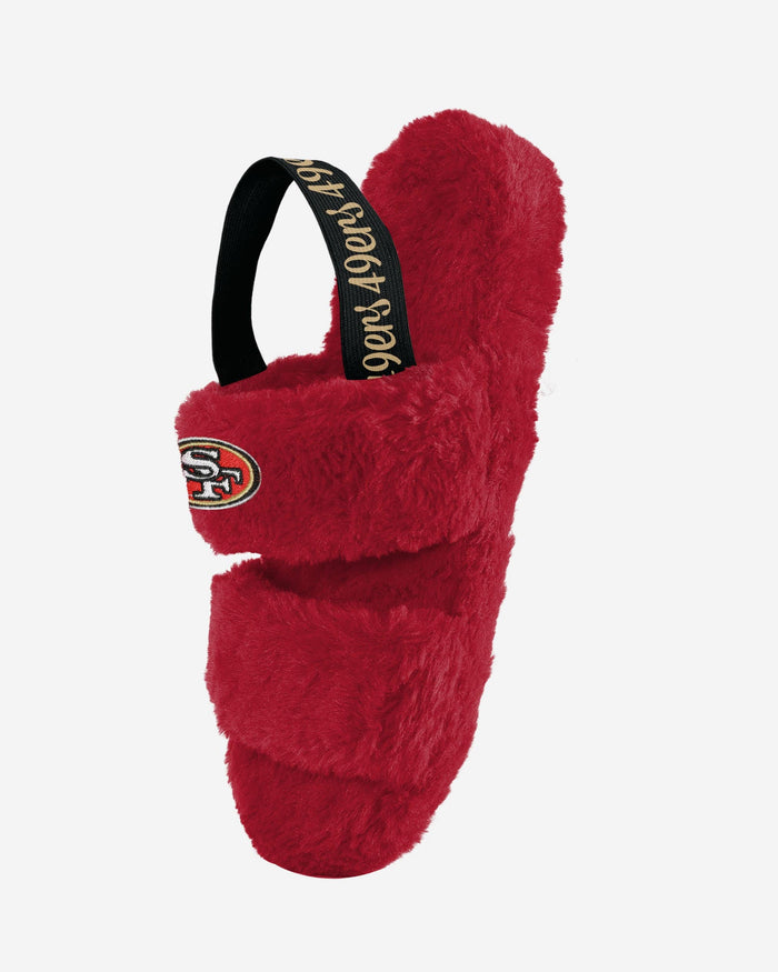 San Francisco 49ers Womens Heel Strap Wordmark Fur Slide FOCO - FOCO.com