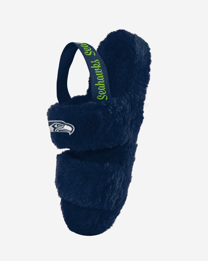 Seattle Seahawks Womens Heel Strap Wordmark Fur Slide FOCO - FOCO.com