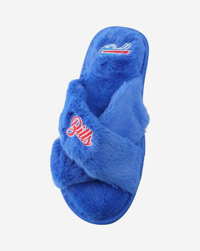 Buffalo Bills Womens Script Wordmark Fur Cross Slide FOCO - FOCO.com