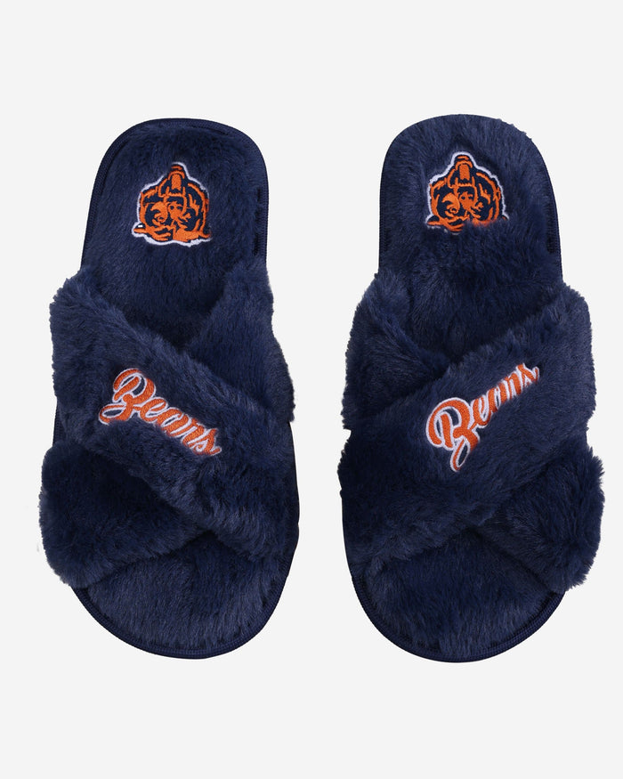 Chicago Bears Womens Script Wordmark Fur Cross Slide FOCO S - FOCO.com
