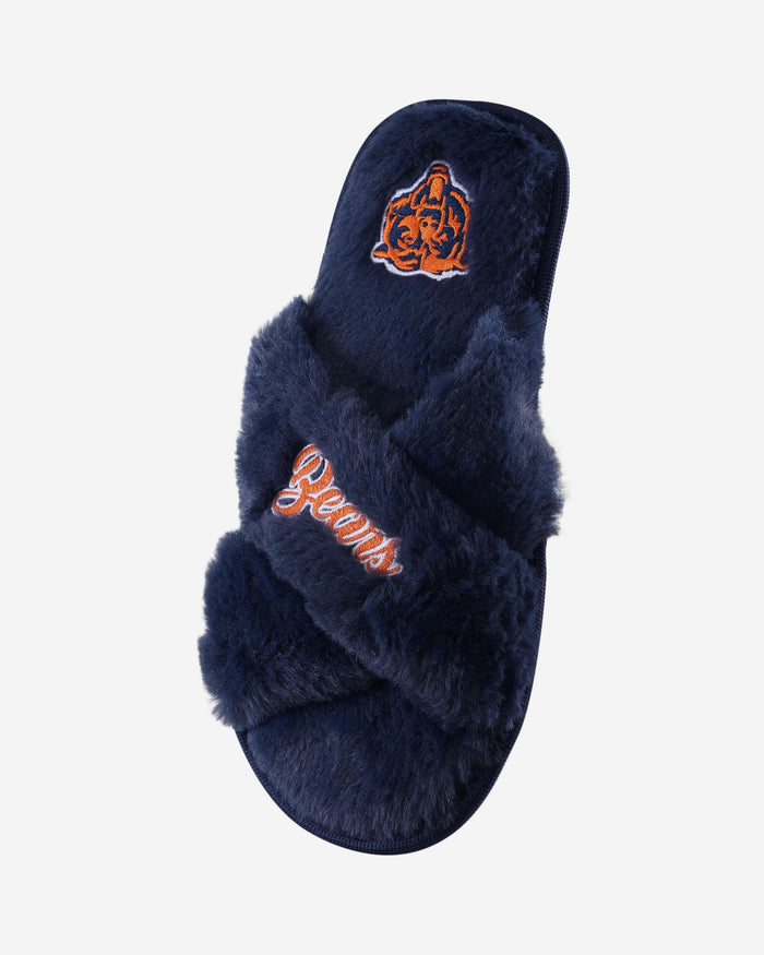 Chicago Bears Womens Script Wordmark Fur Cross Slide FOCO - FOCO.com