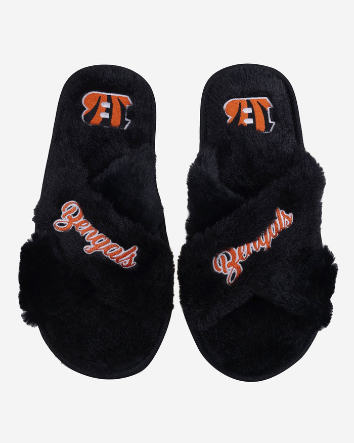 Cincinnati Bengals Womens Script Wordmark Fur Cross Slide FOCO S - FOCO.com