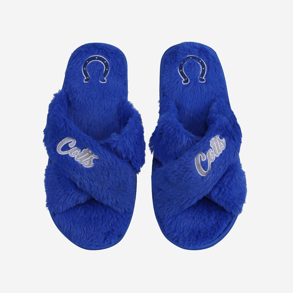 Indianapolis Colts Womens Script Wordmark Fur Cross Slide FOCO S - FOCO.com