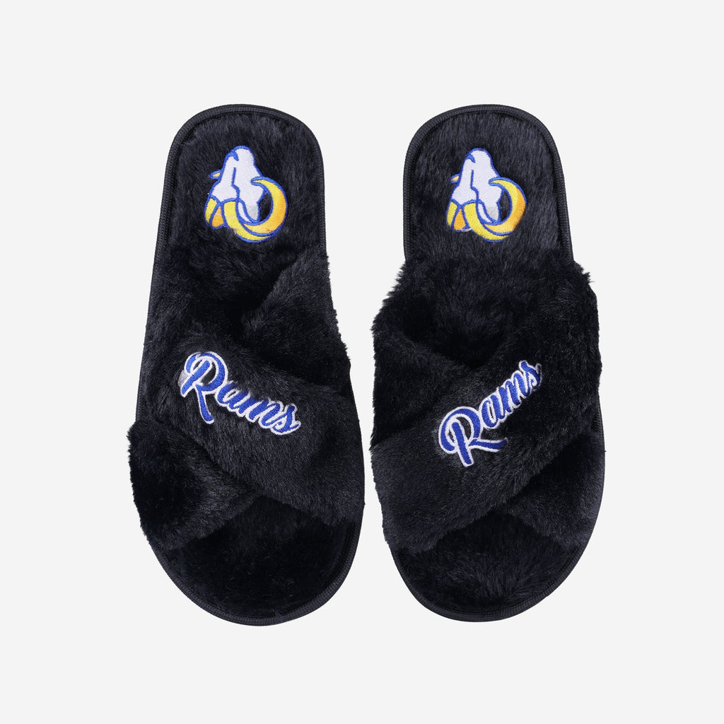 Los Angeles Rams Womens Script Wordmark Fur Cross Slide FOCO S - FOCO.com