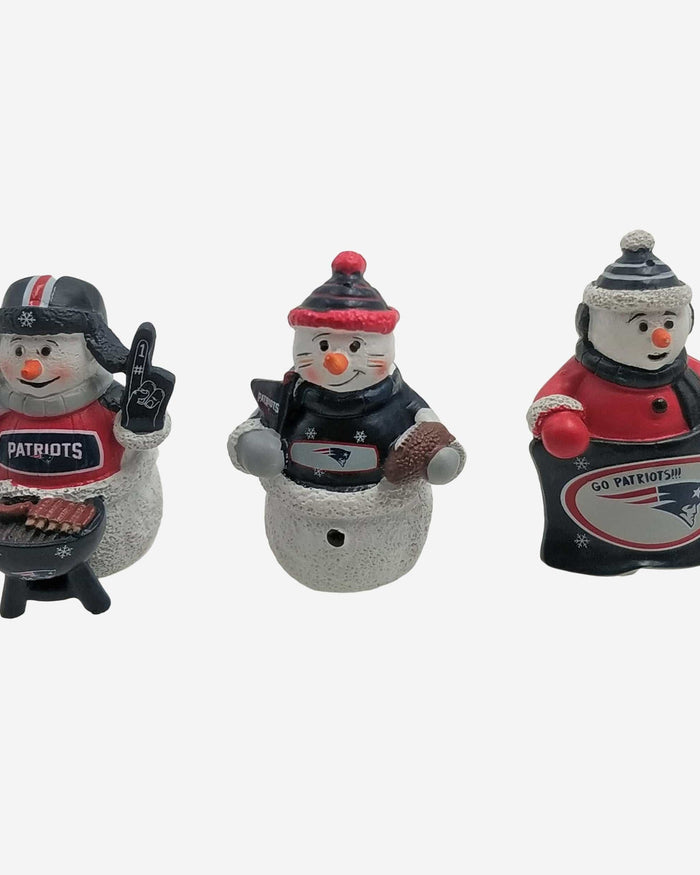 New England Patriots 3 Pack Snowman Gameday Ornament Set FOCO - FOCO.com