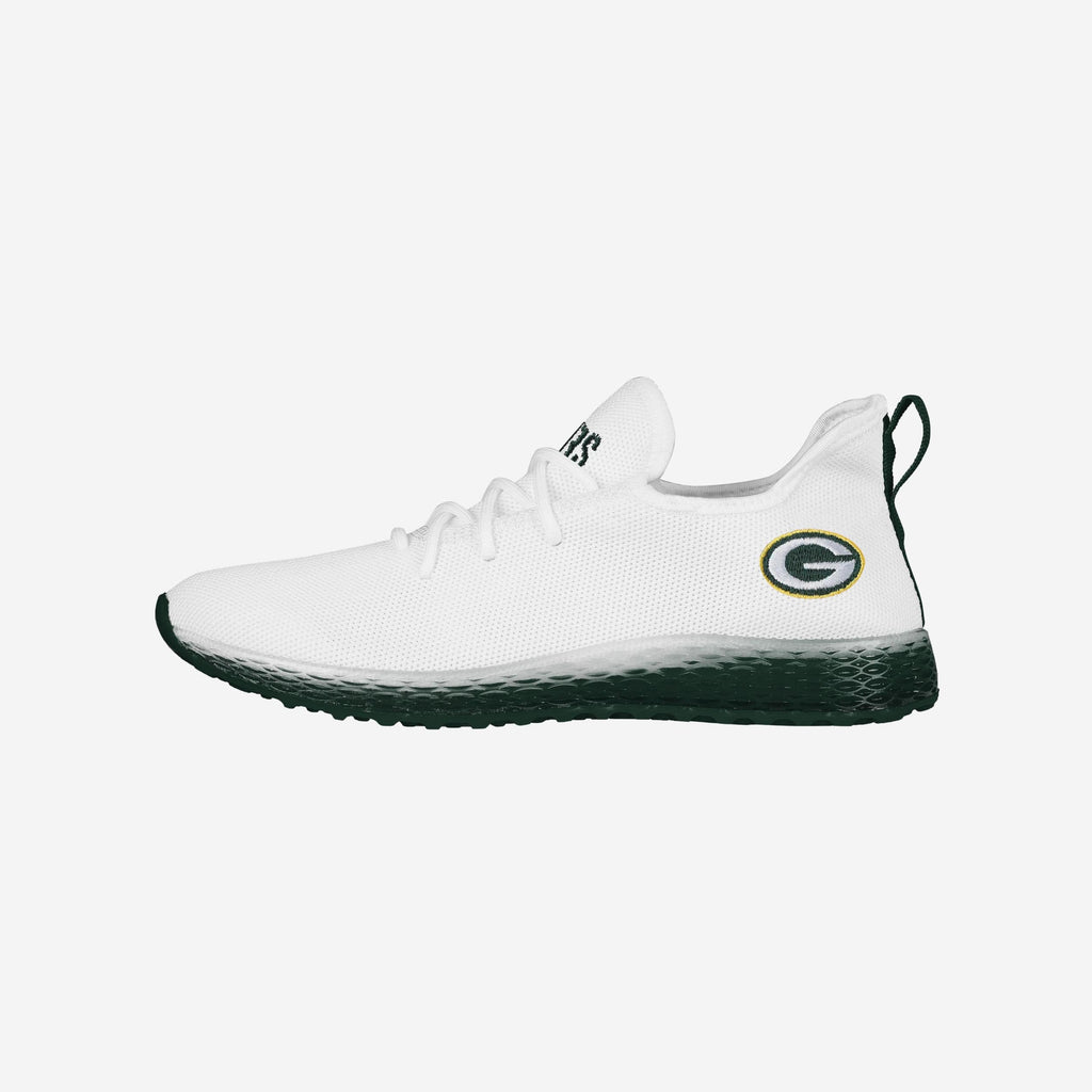 Green Bay Packers Gradient Midsole White Sneakers FOCO 7 - FOCO.com