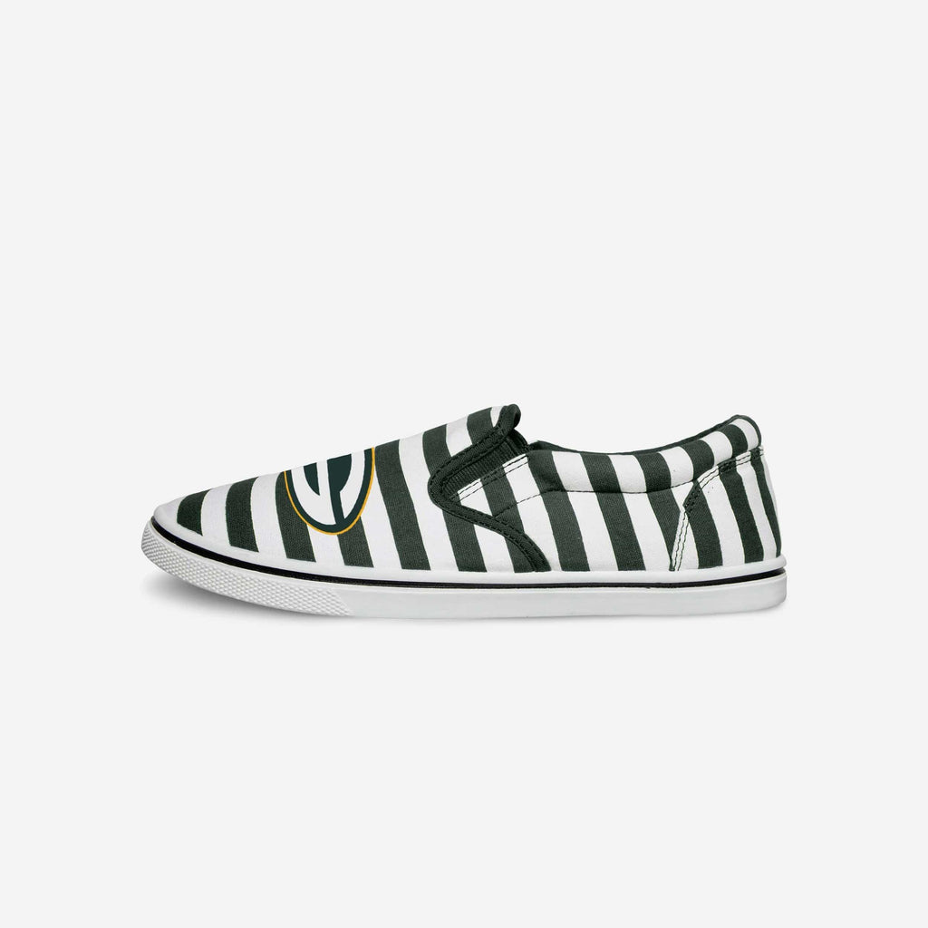 Green Bay Packers Striped Slip On Canvas Shoe FOCO - FOCO.com