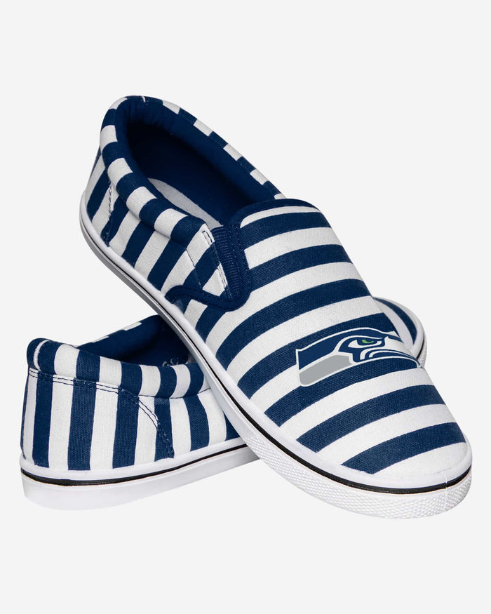 Seattle Seahawks Striped Slip On Canvas Shoe FOCO - FOCO.com
