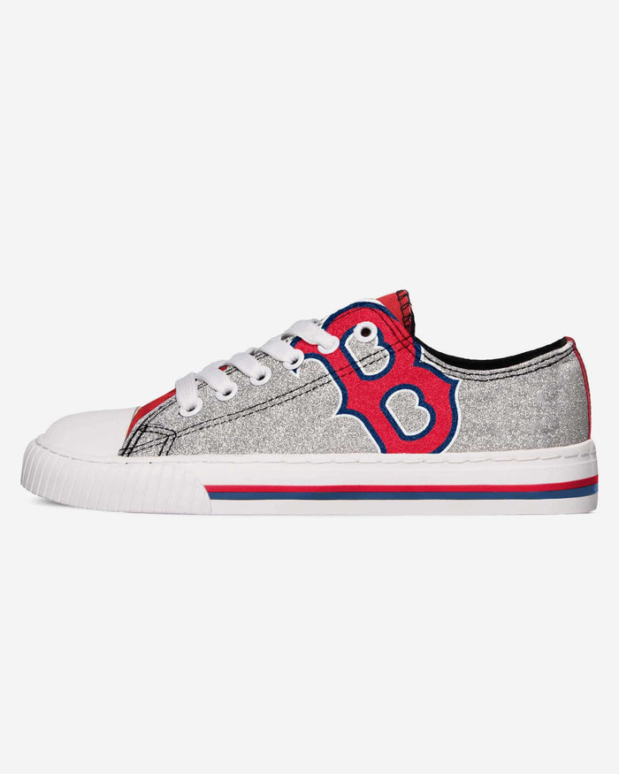 Boston Red Sox Womens Glitter Low Top Canvas Shoe FOCO 6 - FOCO.com