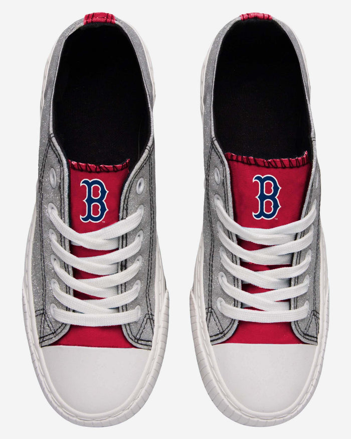 Boston Red Sox Womens Glitter Low Top Canvas Shoe FOCO - FOCO.com