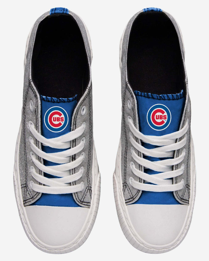 Chicago Cubs Womens Glitter Low Top Canvas Shoe FOCO - FOCO.com