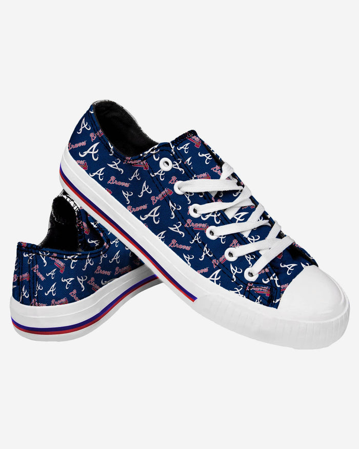 Atlanta Braves Womens Low Top Repeat Print Canvas Shoe FOCO - FOCO.com