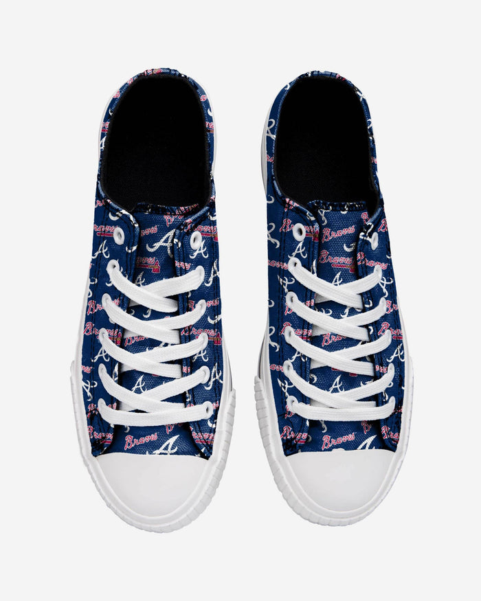 Atlanta Braves Womens Low Top Repeat Print Canvas Shoe FOCO - FOCO.com