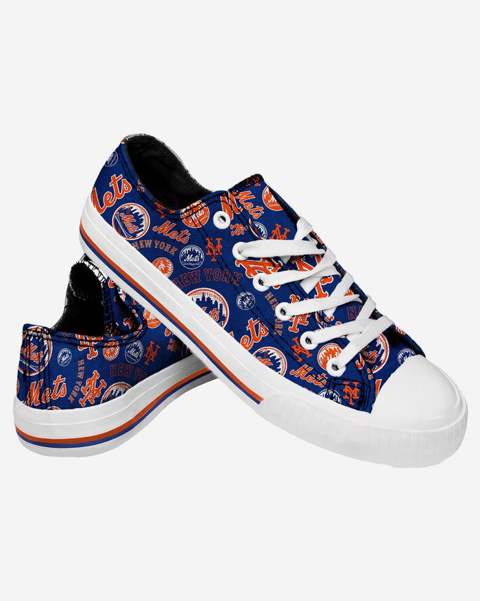 New York Mets Womens Low Top Repeat Print Canvas Shoe FOCO - FOCO.com