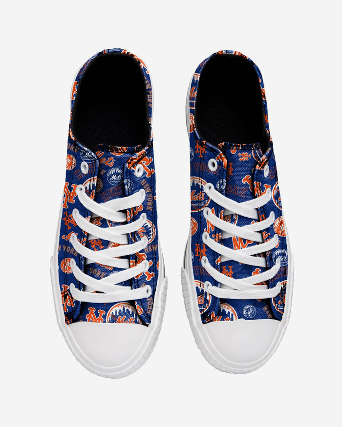 New York Mets Womens Low Top Repeat Print Canvas Shoe FOCO - FOCO.com