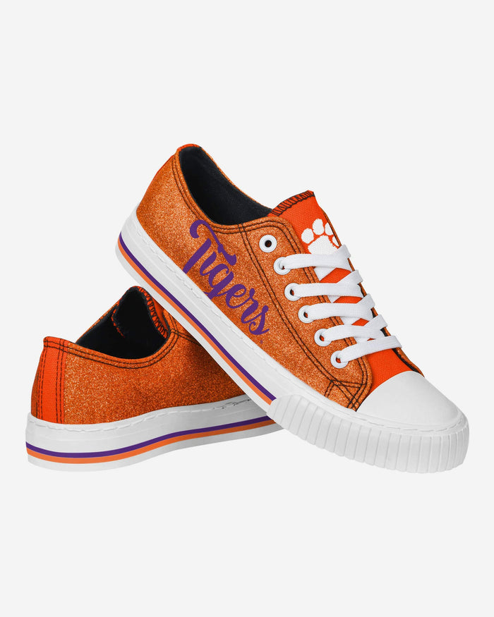 Clemson Tigers Womens Color Glitter Low Top Canvas Shoes FOCO - FOCO.com