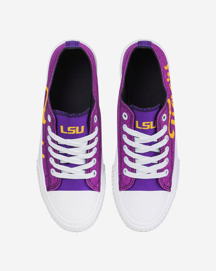 LSU Tigers Womens Color Glitter Low Top Canvas Shoes FOCO - FOCO.com